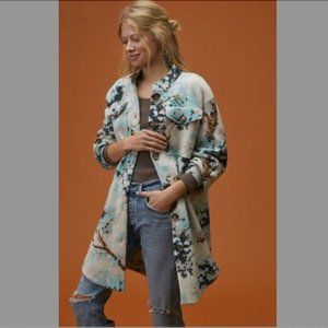 Anthropologie Field of Flowers Wool Sweater Coat S Petite